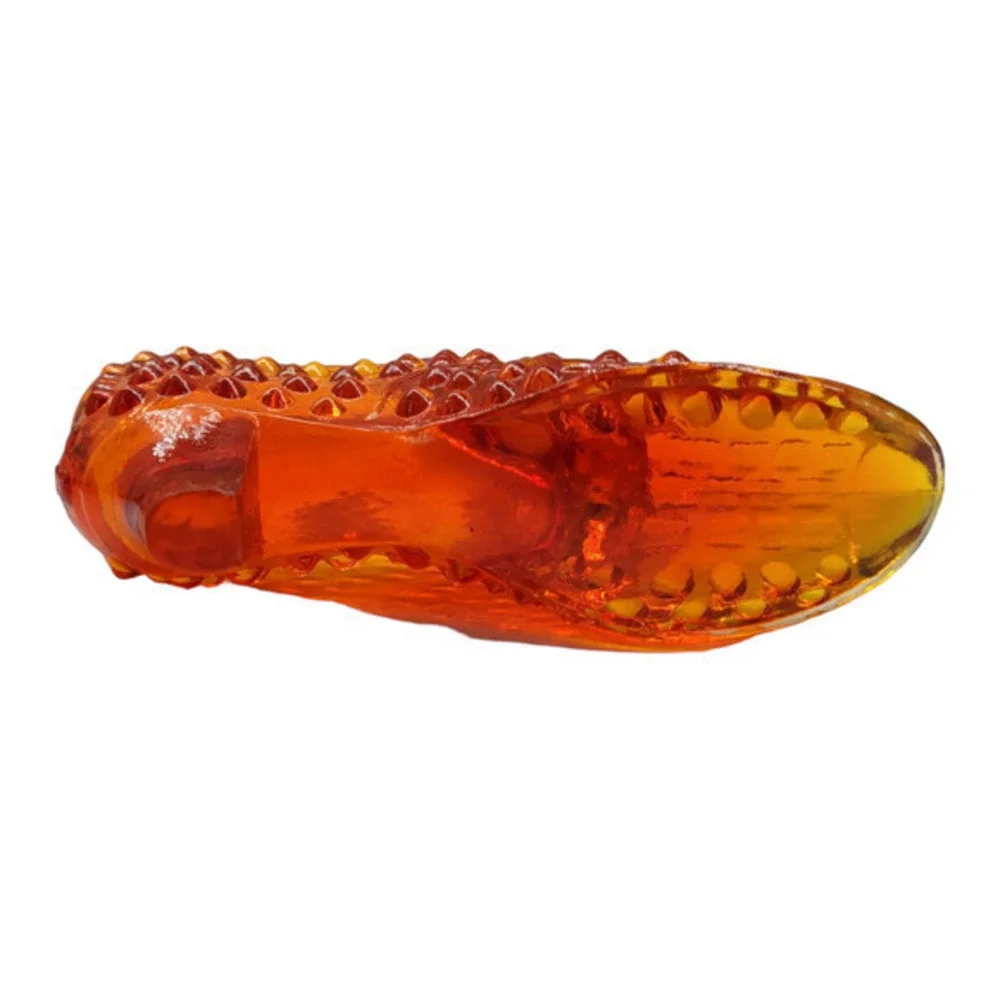 Fenton Amberina Red Orange Cat Hobnail Vintage Glass Boot Shoe‎ Figurine